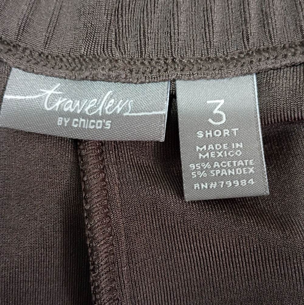 Chico's Travelers Charcoal Gray Slinky Wide Leg Pull-on Pants Size LP - Picture 4 of 7